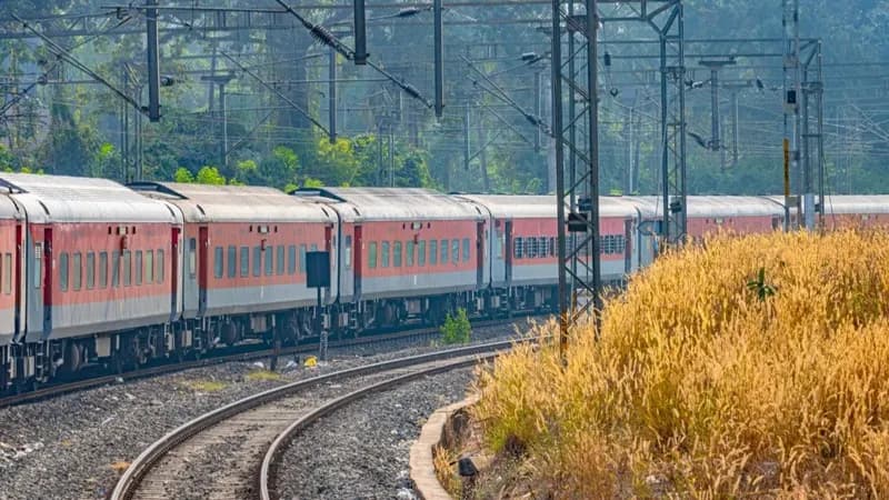 Indian Railways passenger train on the tracks